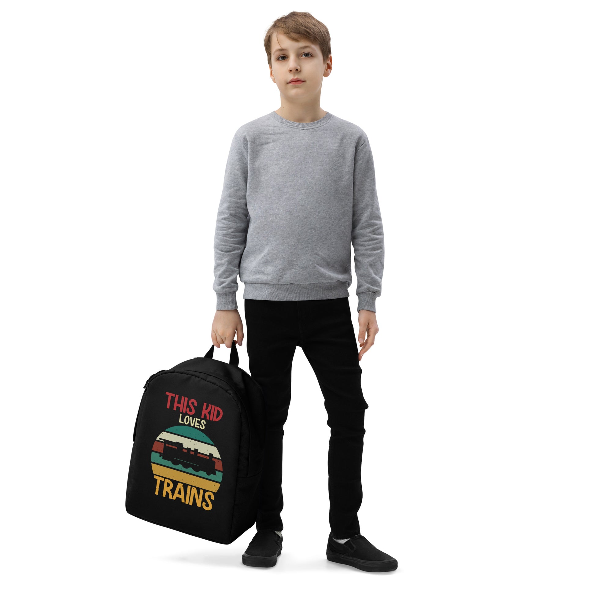 This Kid Loves Trains Minimalist Backpack - Broken Knuckle Apparel