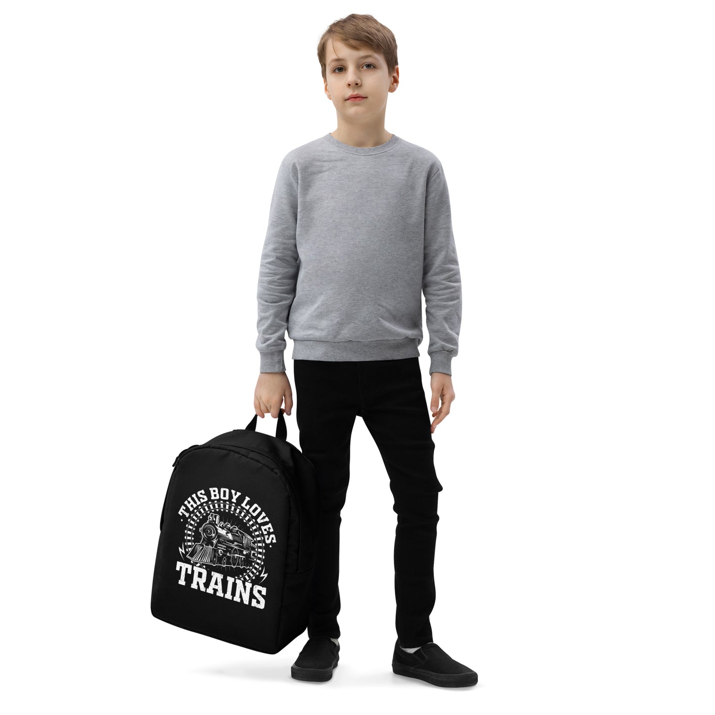 This Boy Loves Trains Minimalist Backpack - Broken Knuckle Apparel