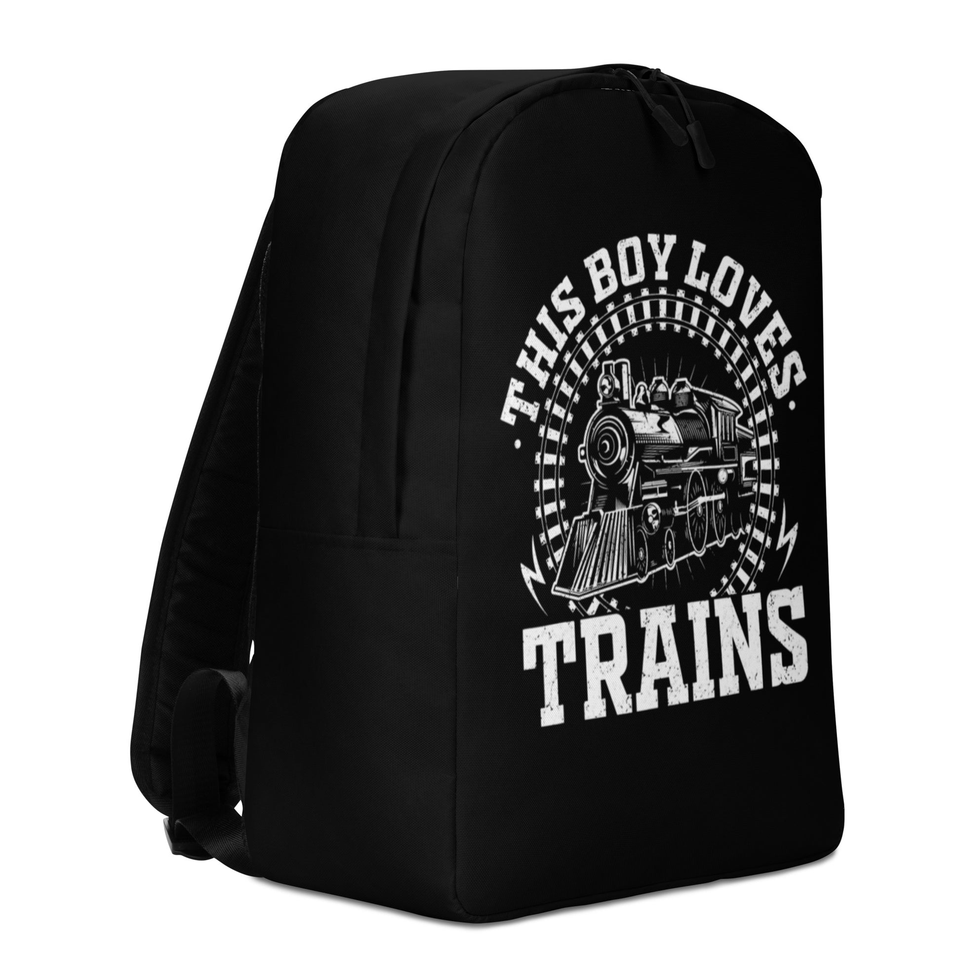 This Boy Loves Trains Minimalist Backpack - Broken Knuckle Apparel