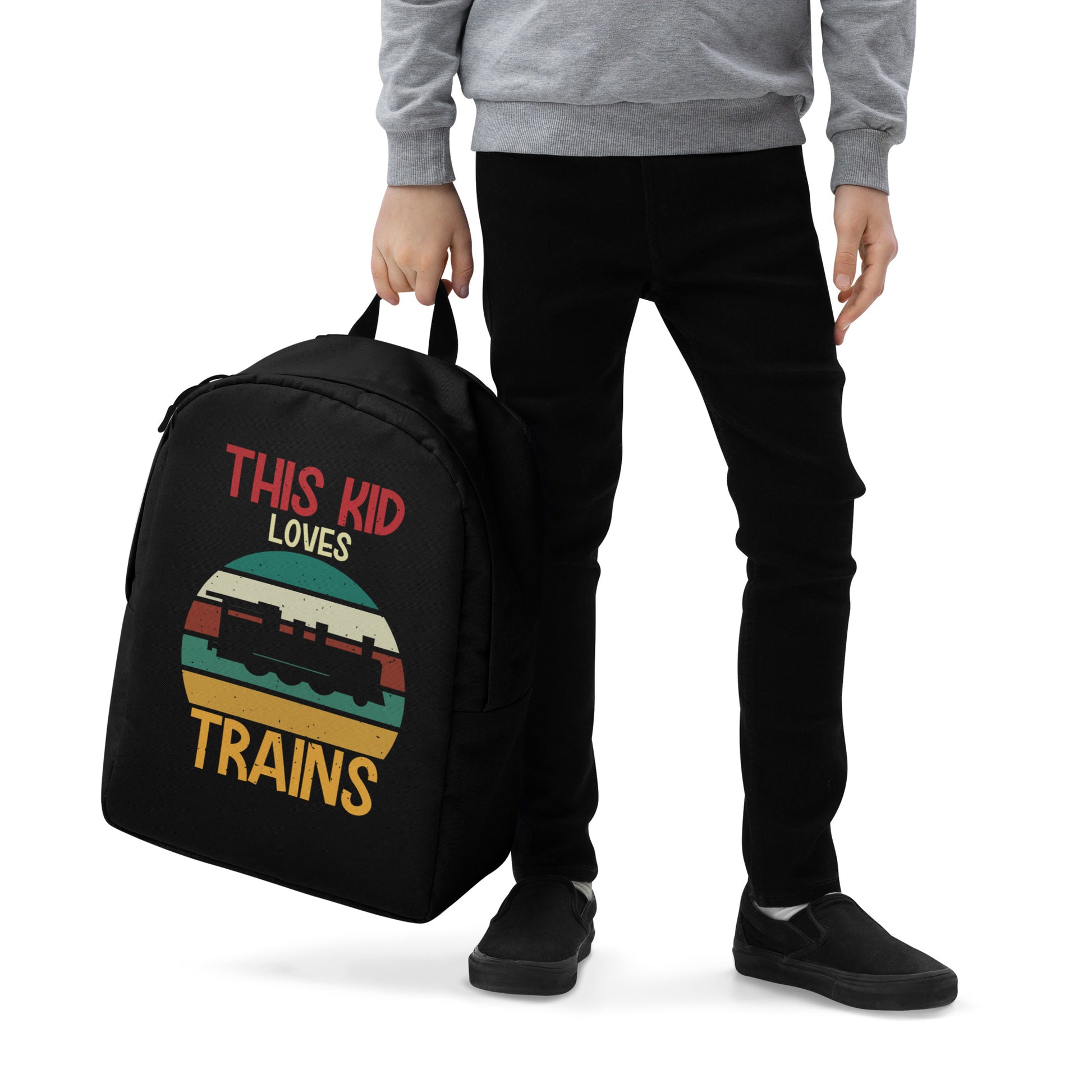 This Kid Loves Trains Minimalist Backpack - Broken Knuckle Apparel