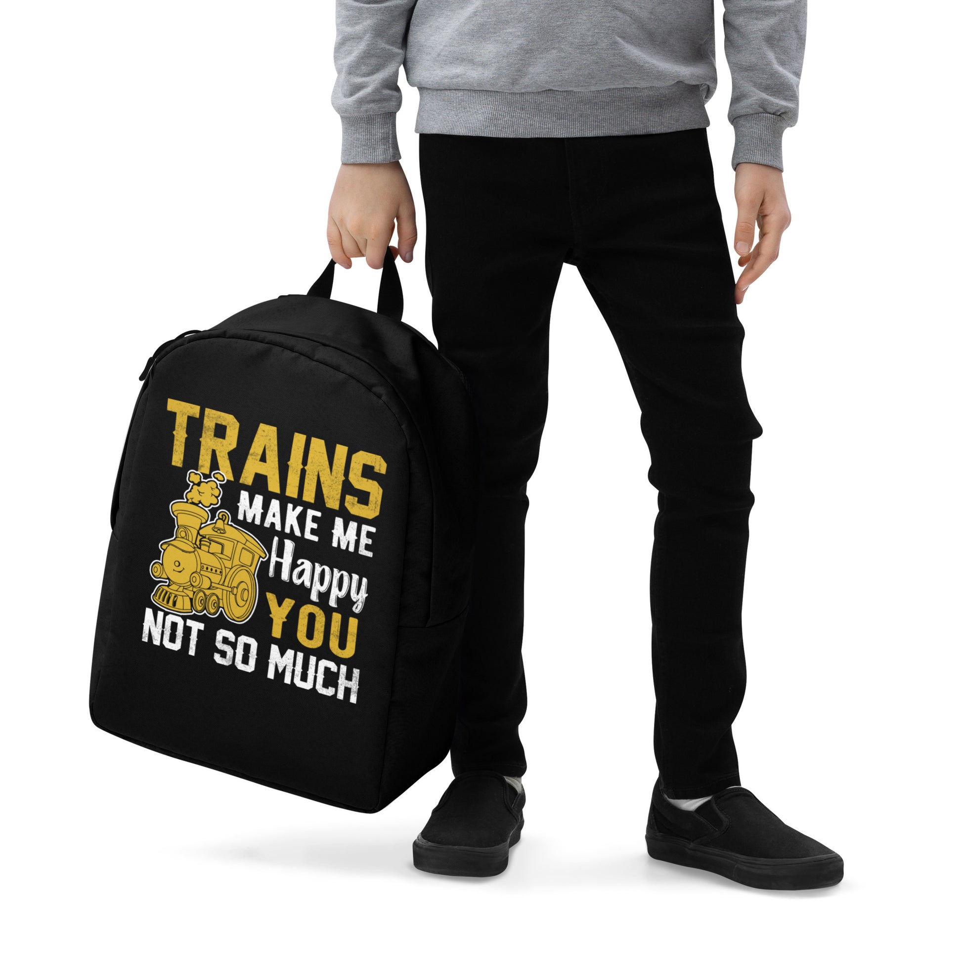 Trains Make Me Happy You Not So Much Minimalist Backpack - Broken Knuckle Apparel