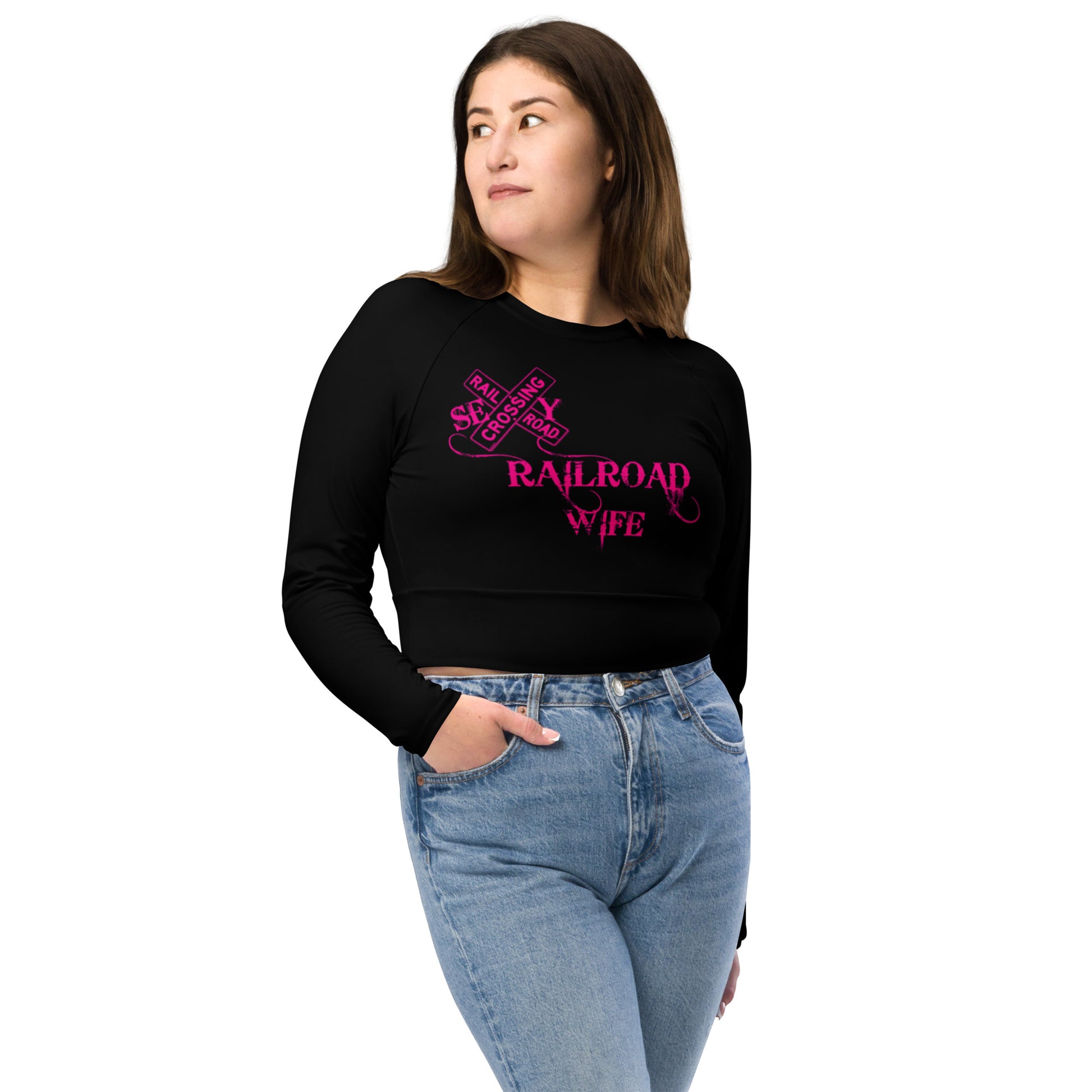 Sexy Railroad Wife Recycled long-sleeve crop top - Broken Knuckle Apparel