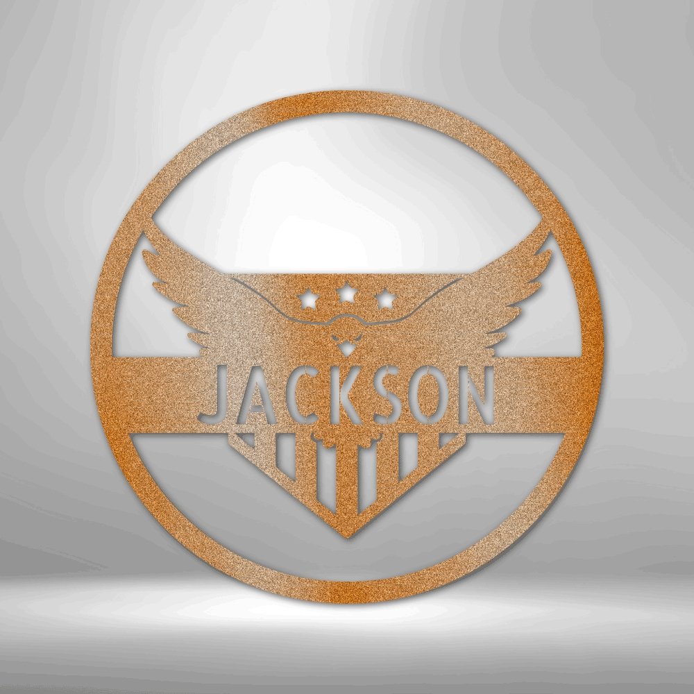 Attacking Eagle Monogram - Personalized Steel Sign - Broken Knuckle Apparel
