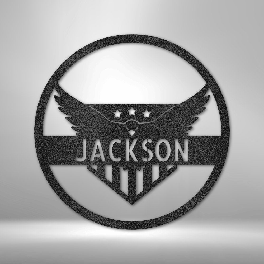 Attacking Eagle Monogram - Personalized Steel Sign - Broken Knuckle Apparel