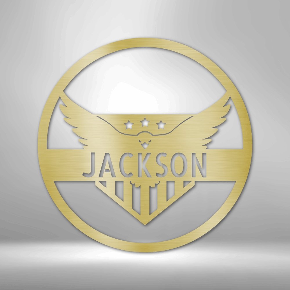 Attacking Eagle Monogram - Personalized Steel Sign - Broken Knuckle Apparel