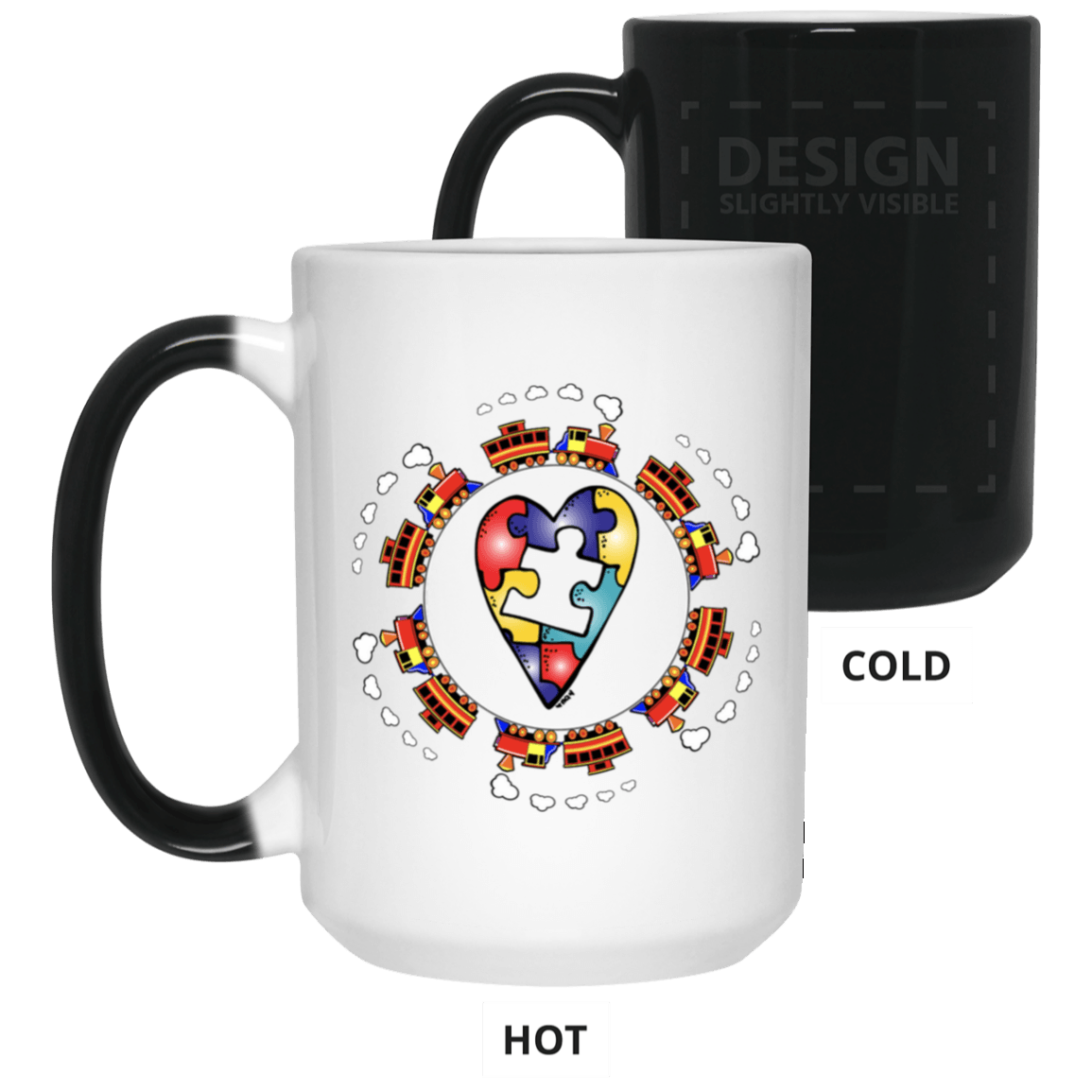 Autism Awareness Train 15 oz. Color Changing Mug - Broken Knuckle Apparel