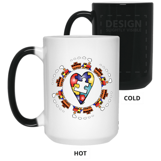 Autism Awareness Train 15 oz. Color Changing Mug - Broken Knuckle Apparel