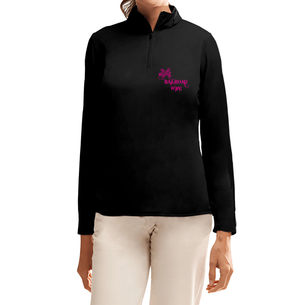 Sexy Railroad Wife Women's Wicking 1/4-Zip Pullover - Broken Knuckle Apparel