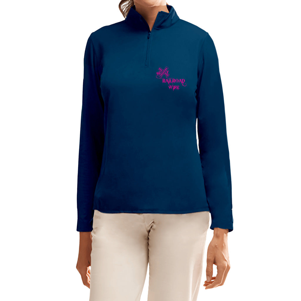 Sexy Railroad Wife Women's Wicking 1/4-Zip Pullover - Broken Knuckle Apparel