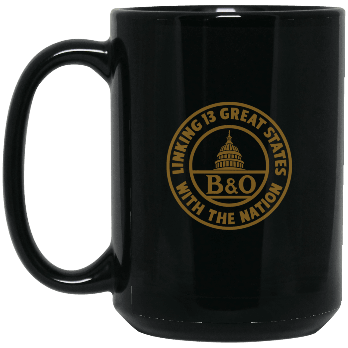 Baltimore & Ohio [B&O] Linking 13 States 15 oz. Black Mug - Broken Knuckle Apparel