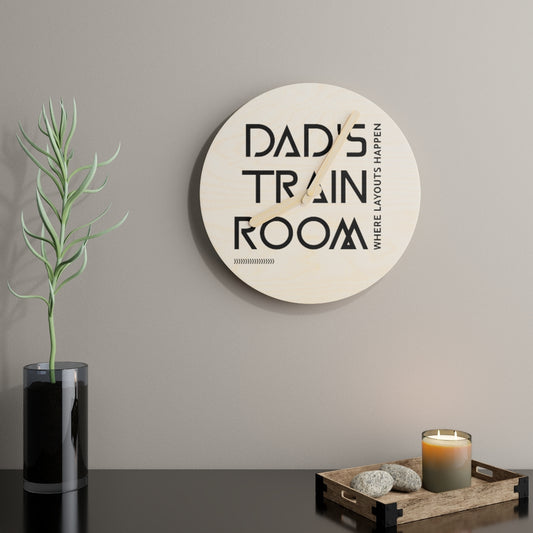 Dad's Train Room Wooden Wall Clock - Broken Knuckle Apparel