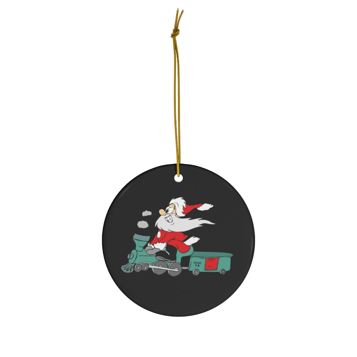 Santa's Ho Ho RR Ceramic Christmas Ornament - Broken Knuckle Apparel
