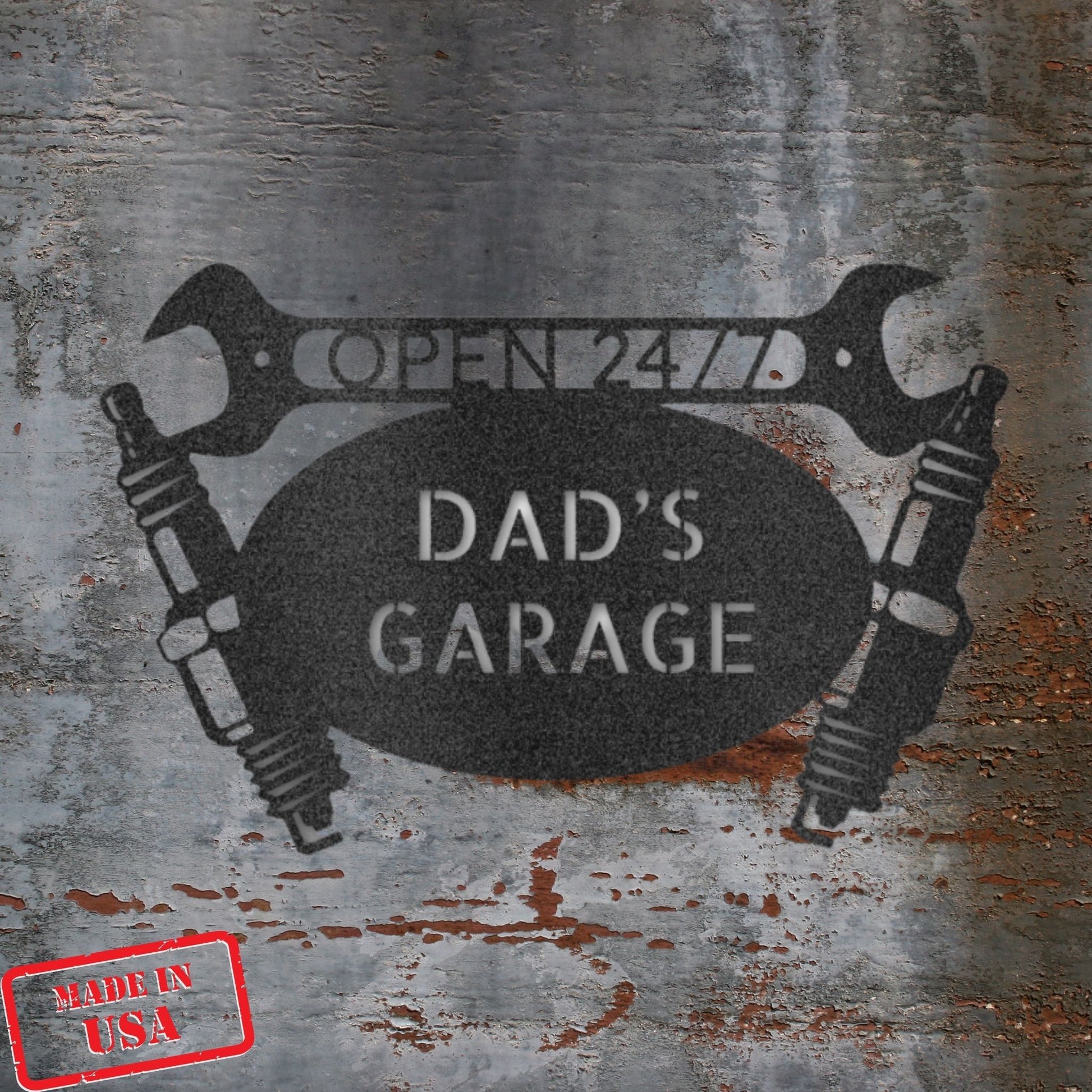 Car Garage Monogram - Personalized Steel Sign - Broken Knuckle Apparel