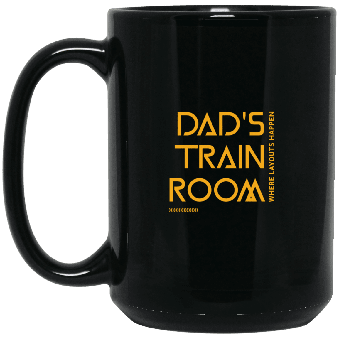 Dad's Train Room 15 oz. Black Mug - Broken Knuckle Apparel
