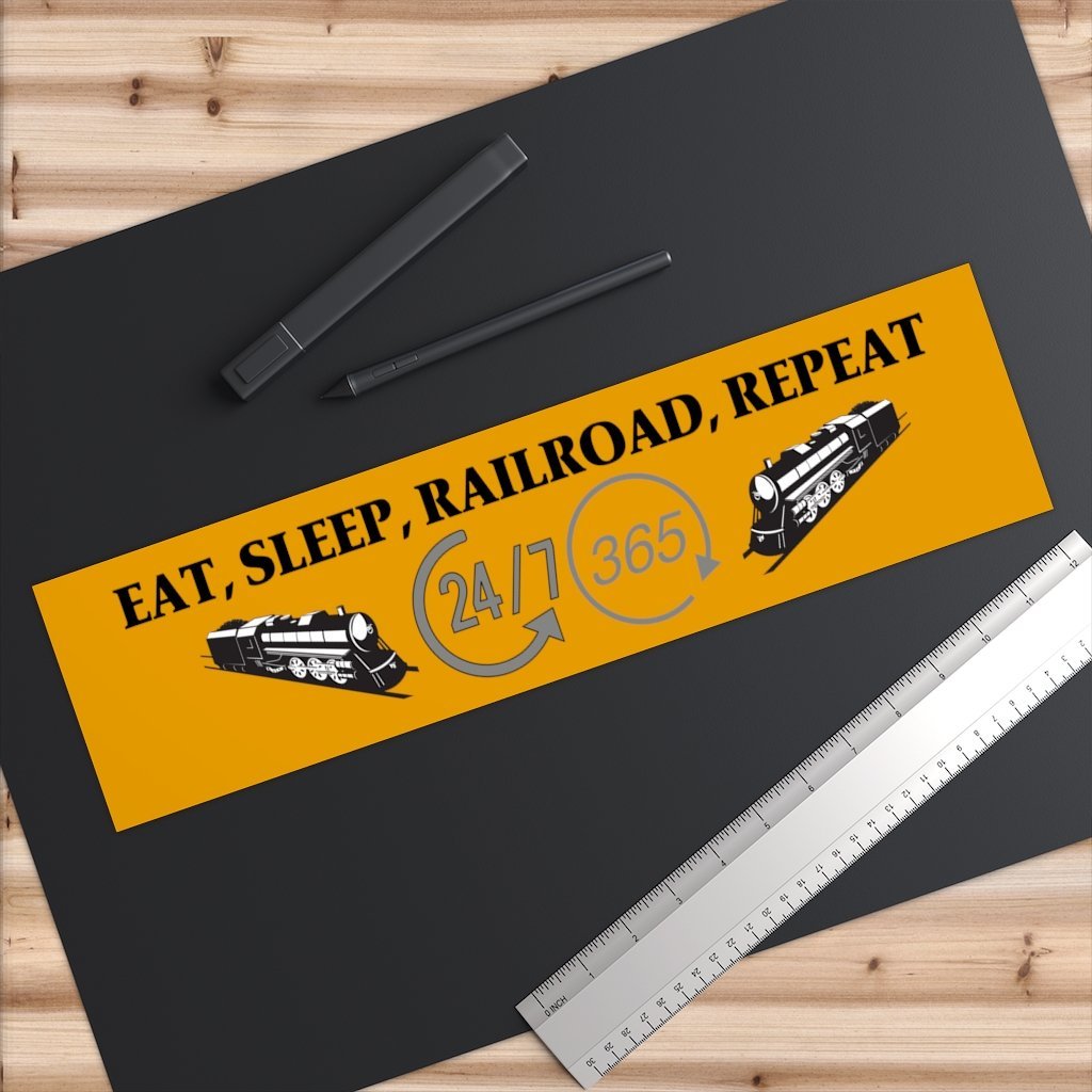 Eat, Sleep, Railroad, Repeat Bumper Sticker - Broken Knuckle Apparel