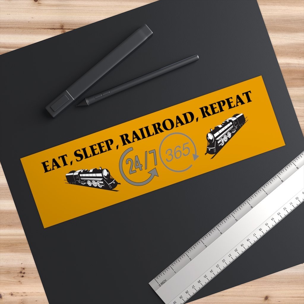 Eat, Sleep, Railroad, Repeat Bumper Sticker - Broken Knuckle Apparel