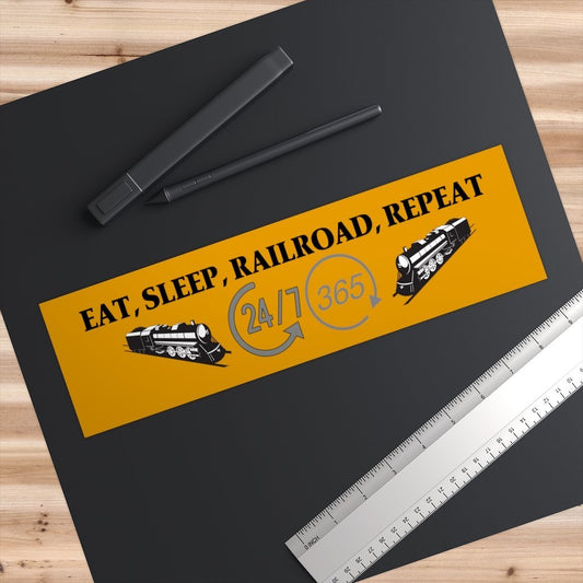 Eat, Sleep, Railroad, Repeat Bumper Sticker - Broken Knuckle Apparel