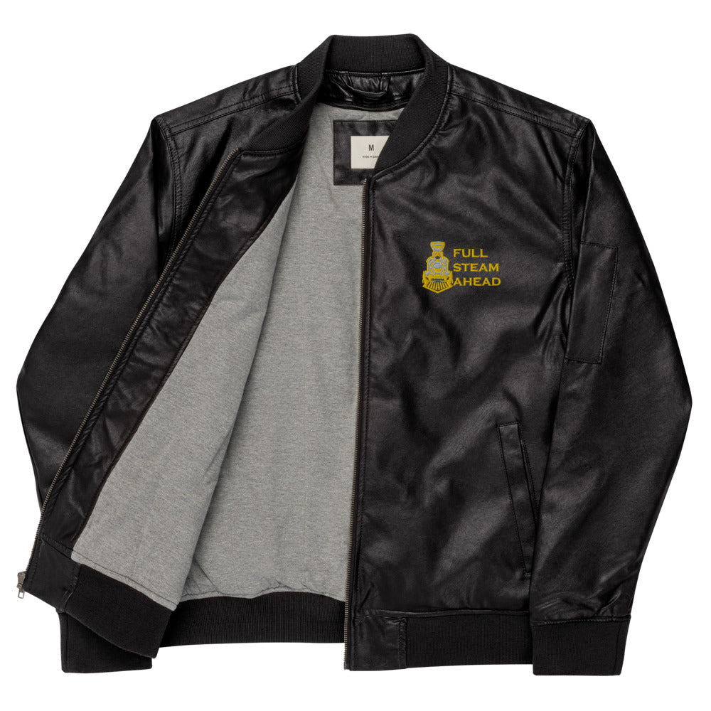 Full Steam Ahead Leather Bomber Jacket - Broken Knuckle Apparel
