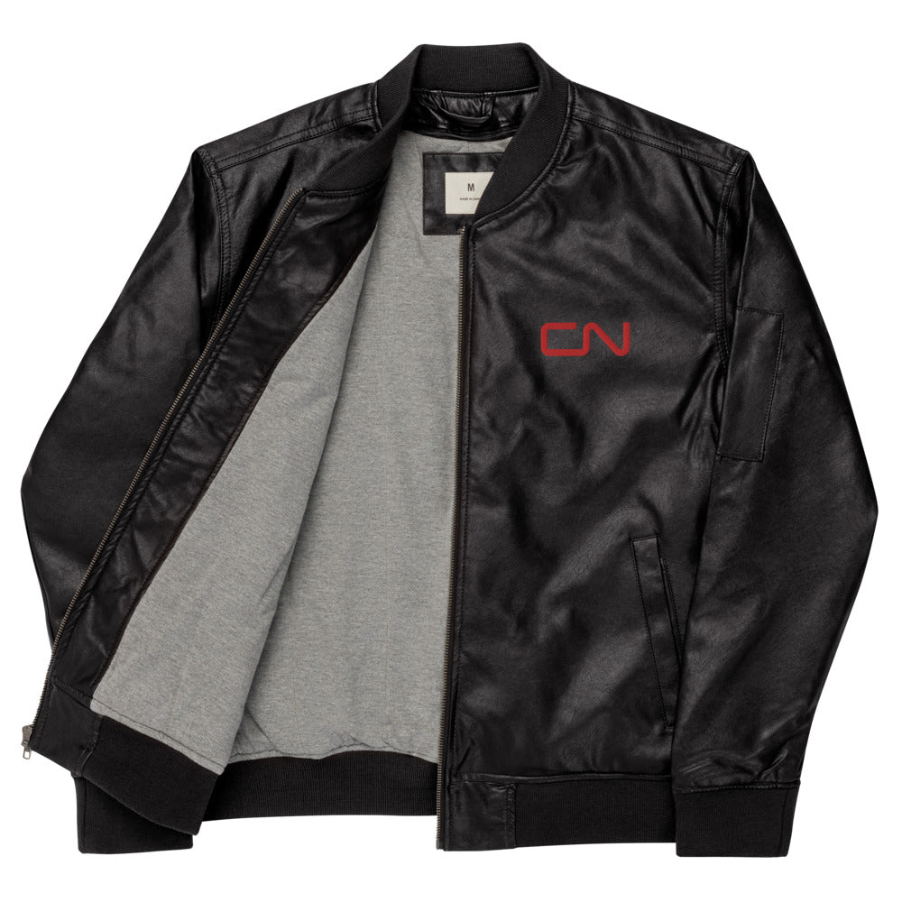 Canadian National [CN] Leather Bomber Jacket - Broken Knuckle Apparel