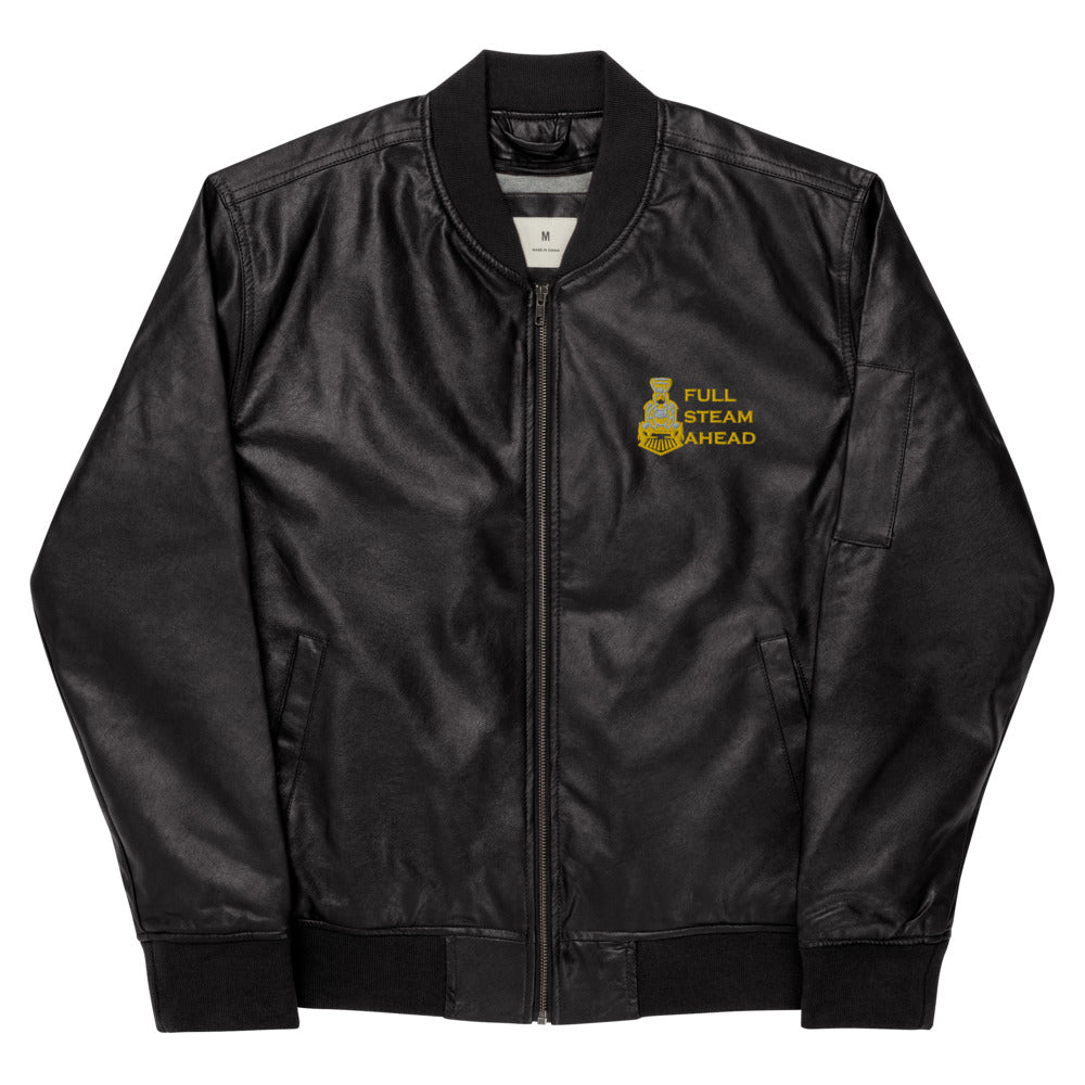 Full Steam Ahead Leather Bomber Jacket - Broken Knuckle Apparel