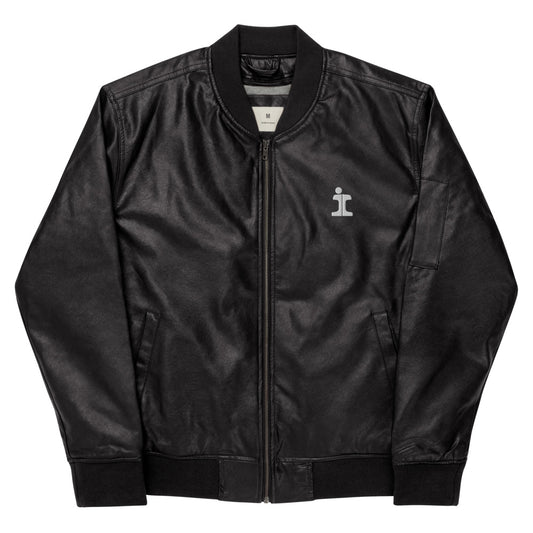 Illinois Central "Split Rail" Logo Leather Bomber Jacket - Broken Knuckle Apparel