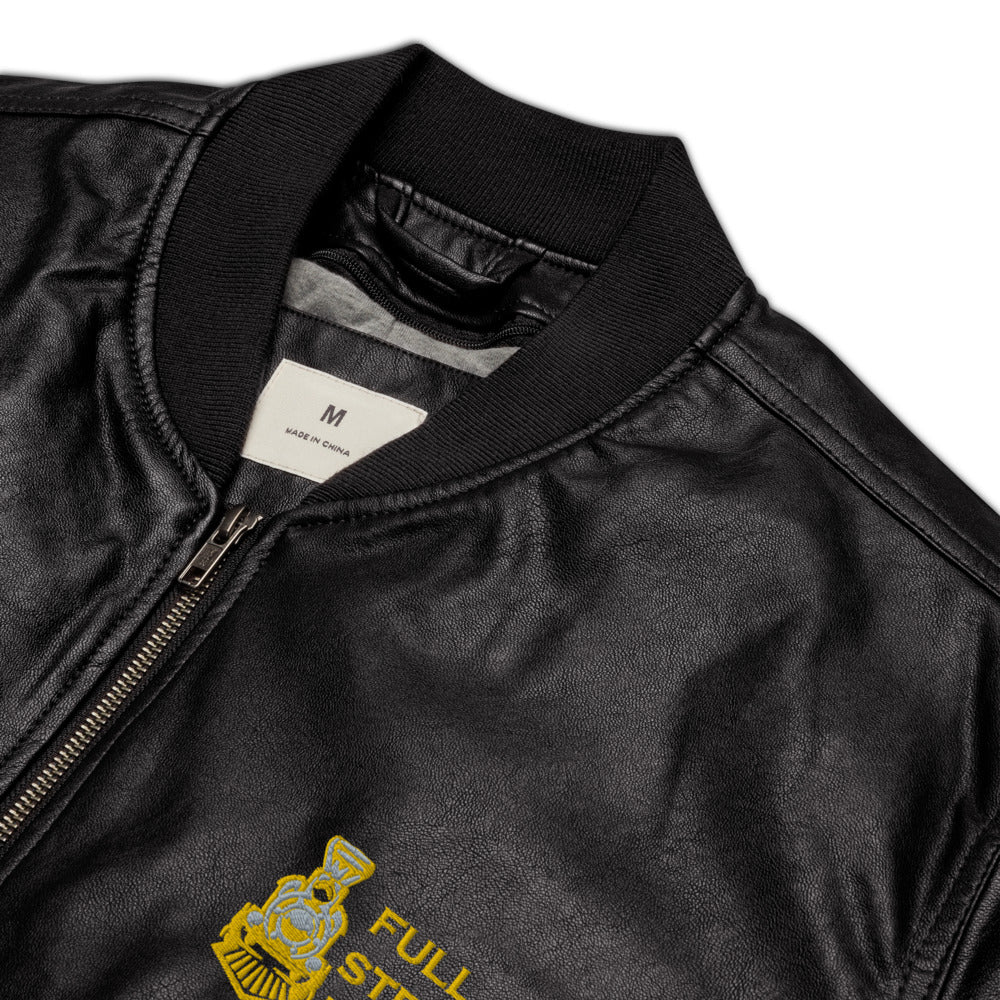 Full Steam Ahead Leather Bomber Jacket - Broken Knuckle Apparel