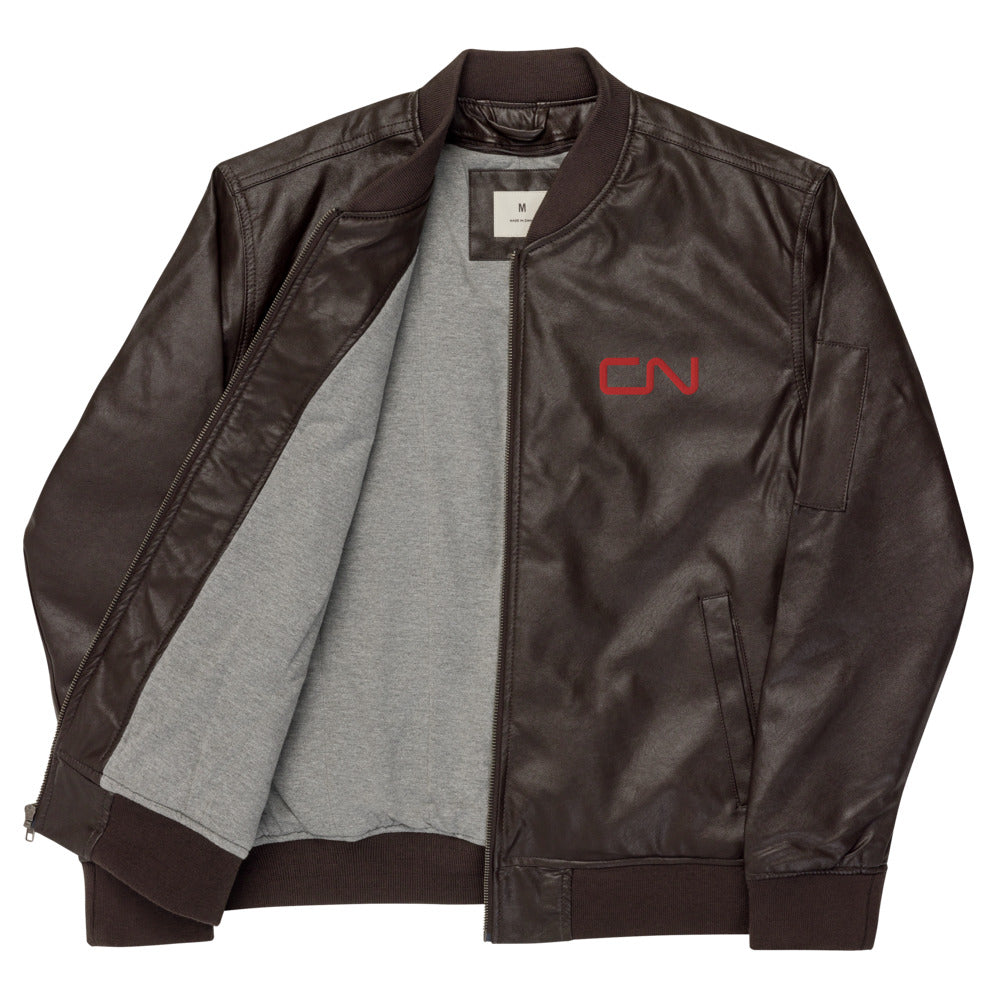 Canadian National [CN] Leather Bomber Jacket - Broken Knuckle Apparel