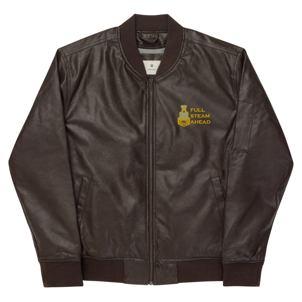 Full Steam Ahead Leather Bomber Jacket - Broken Knuckle Apparel