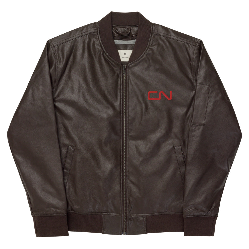 Canadian National [CN] Leather Bomber Jacket - Broken Knuckle Apparel