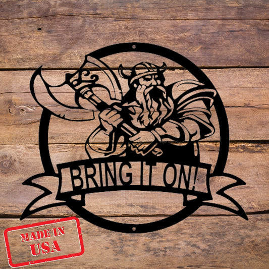 Fighting Viking Monogram - Personalized Steel Sign - Broken Knuckle Apparel