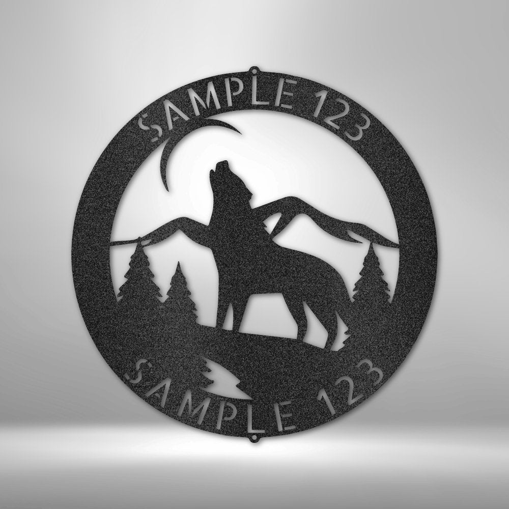 Howling Wolf Monogram - Personalized Steel Sign - Broken Knuckle Apparel