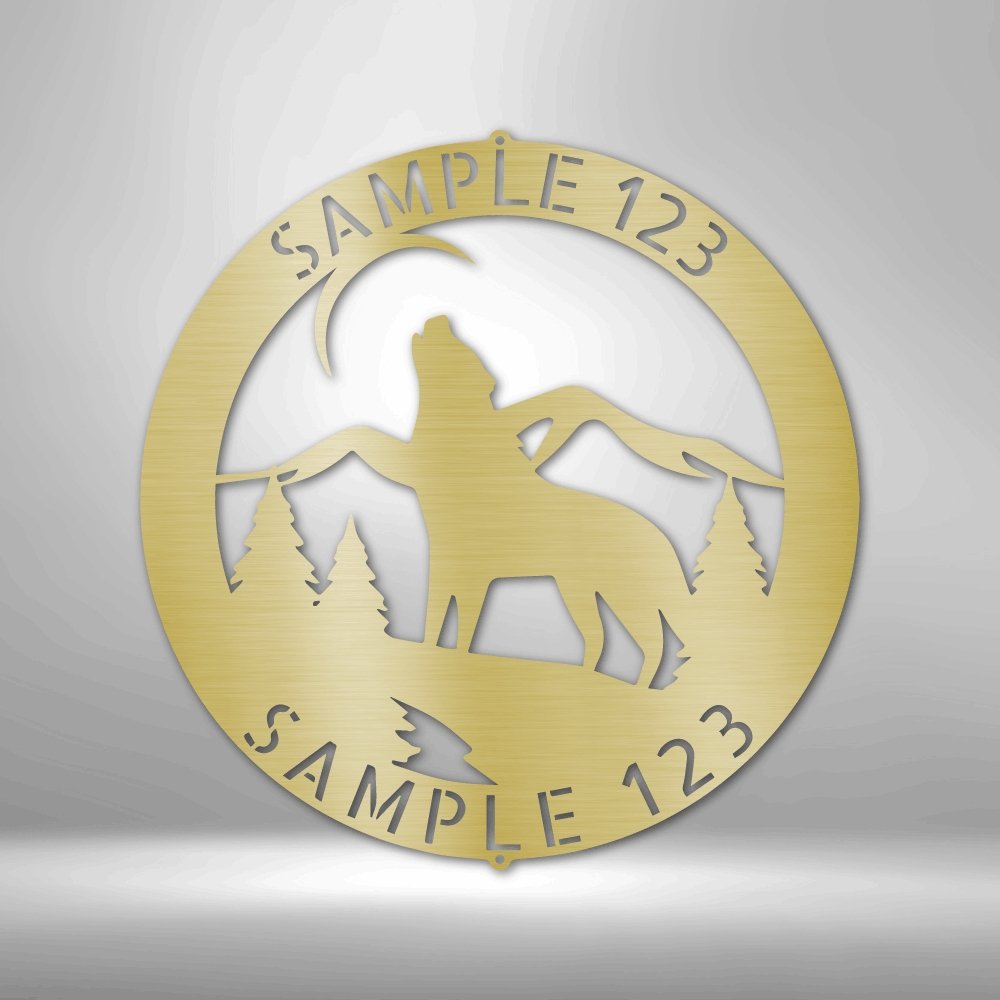 Howling Wolf Monogram - Personalized Steel Sign - Broken Knuckle Apparel