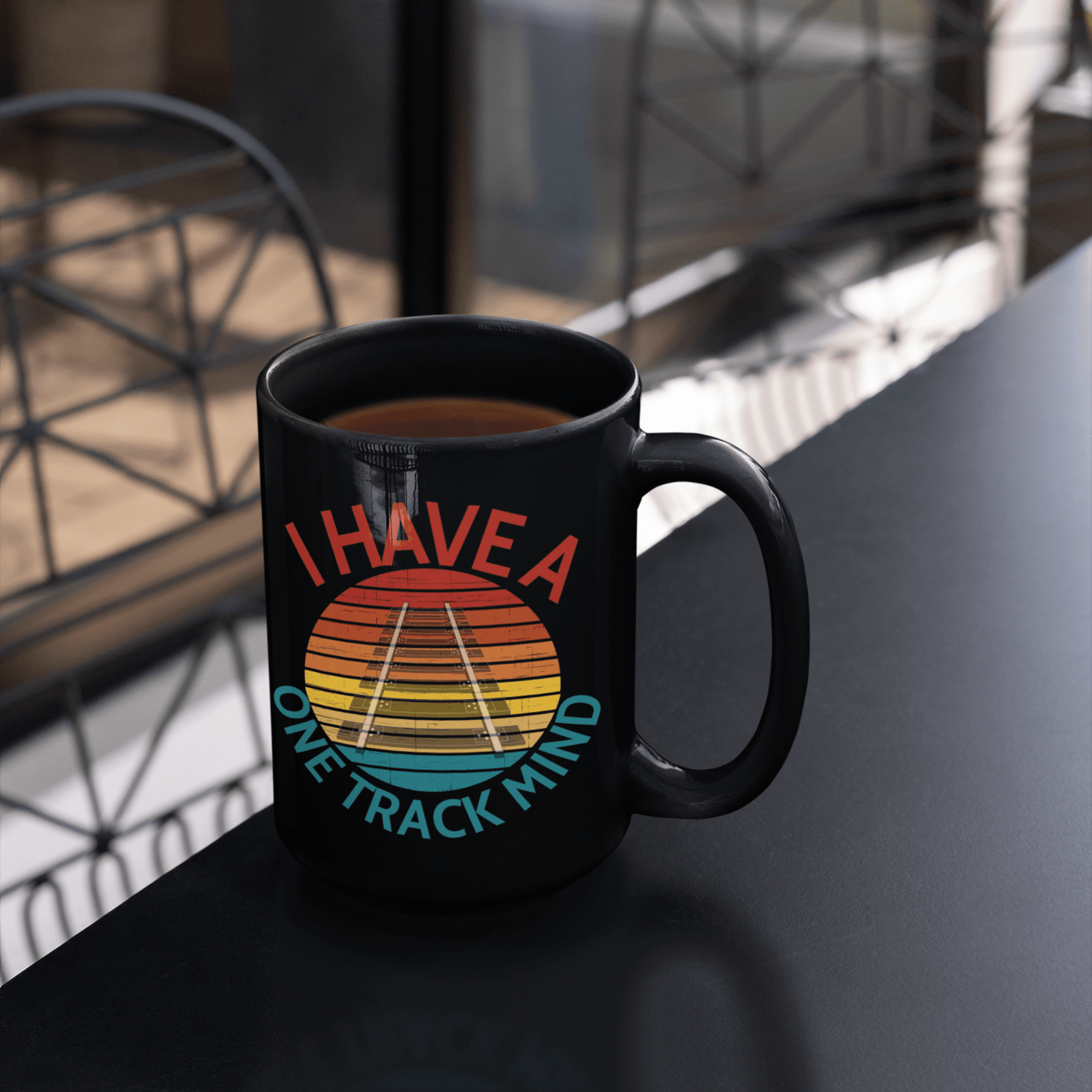 I Have A One Track Mind 15 oz. Black Mug - Broken Knuckle Apparel