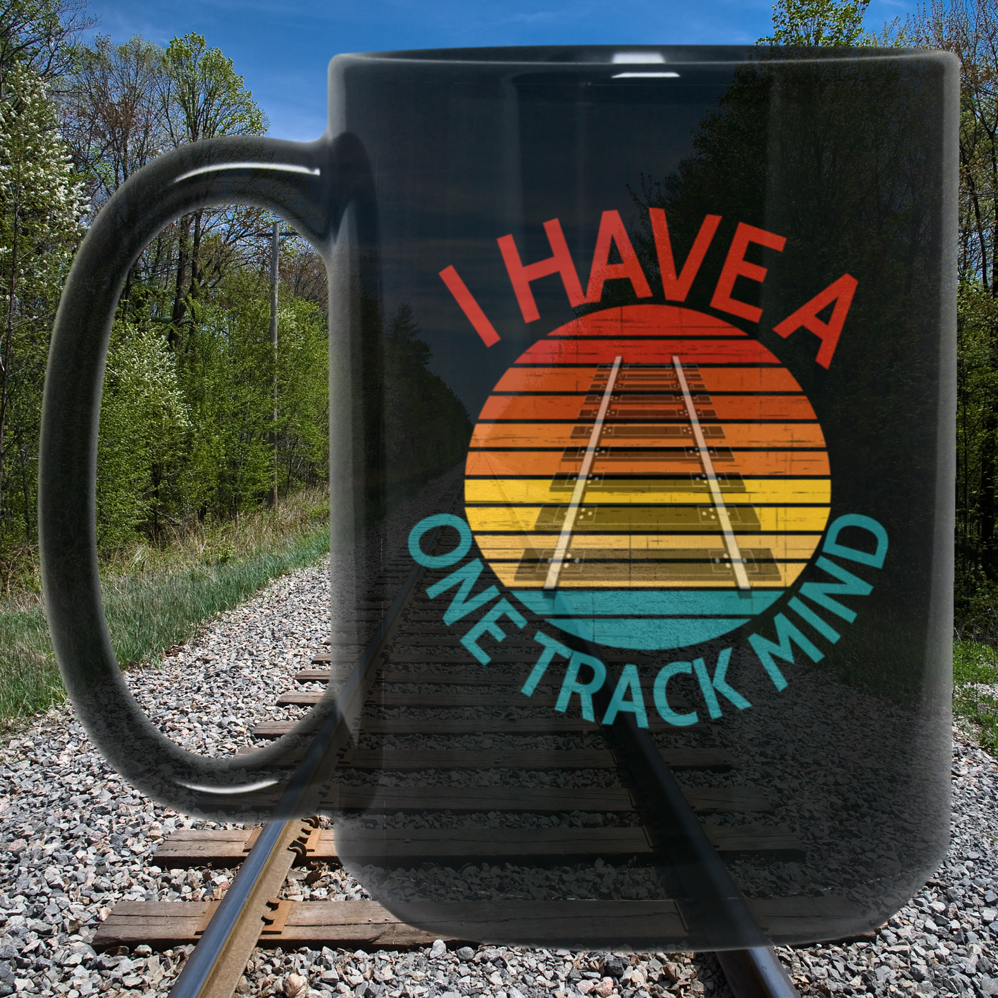 I Have A One Track Mind 15 oz. Black Mug - Broken Knuckle Apparel