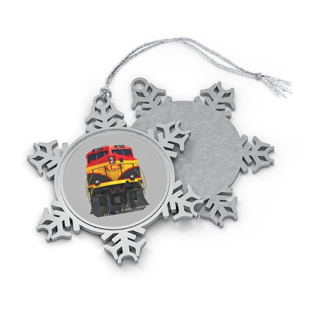Kansas City Southern [KCS] Locomotive Pewter Snowflake Ornament - Broken Knuckle Apparel