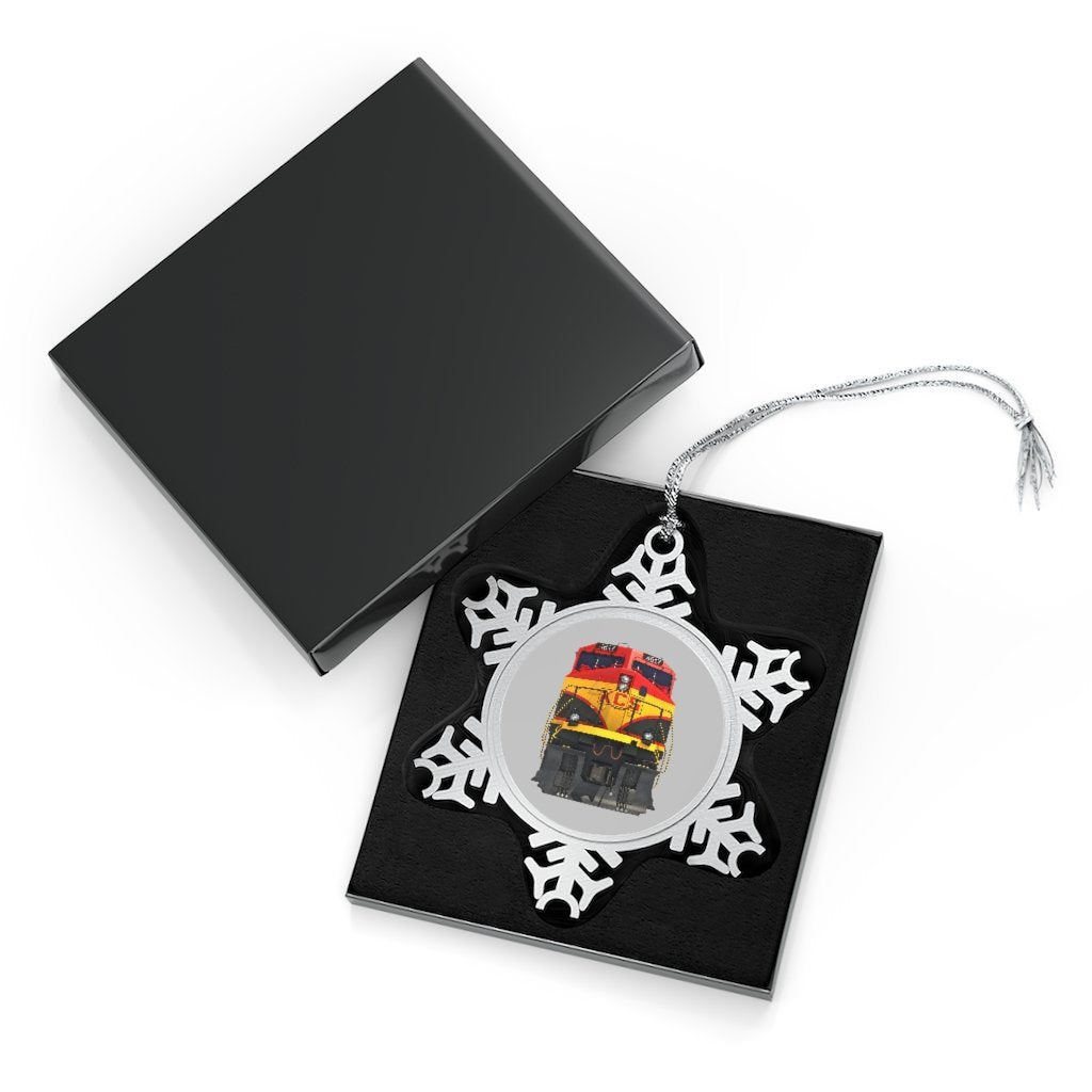 Kansas City Southern [KCS] Locomotive Pewter Snowflake Ornament - Broken Knuckle Apparel