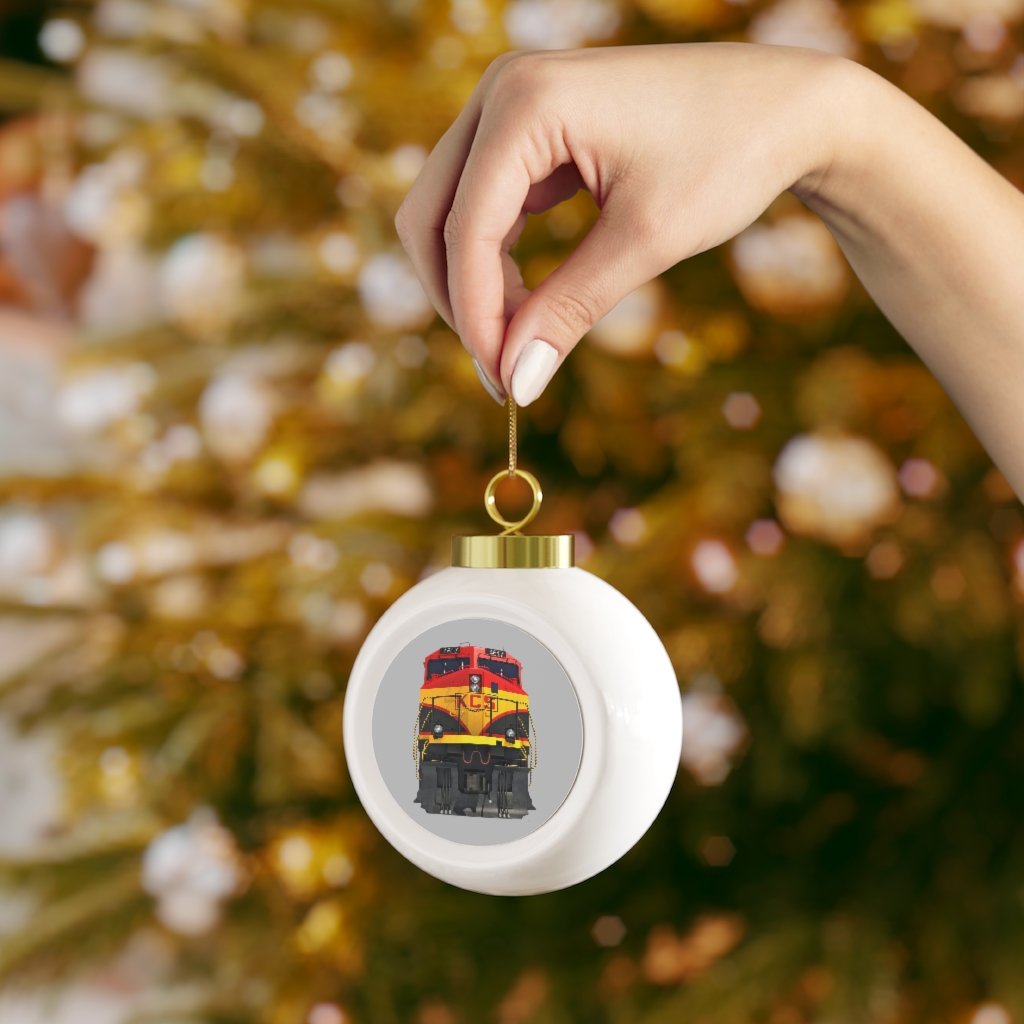Kansas City Southern Railway Locomotive Christmas Ball Ornament - Broken Knuckle Apparel