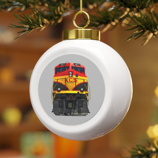 Kansas City Southern Railway Locomotive Christmas Ball Ornament - Broken Knuckle Apparel