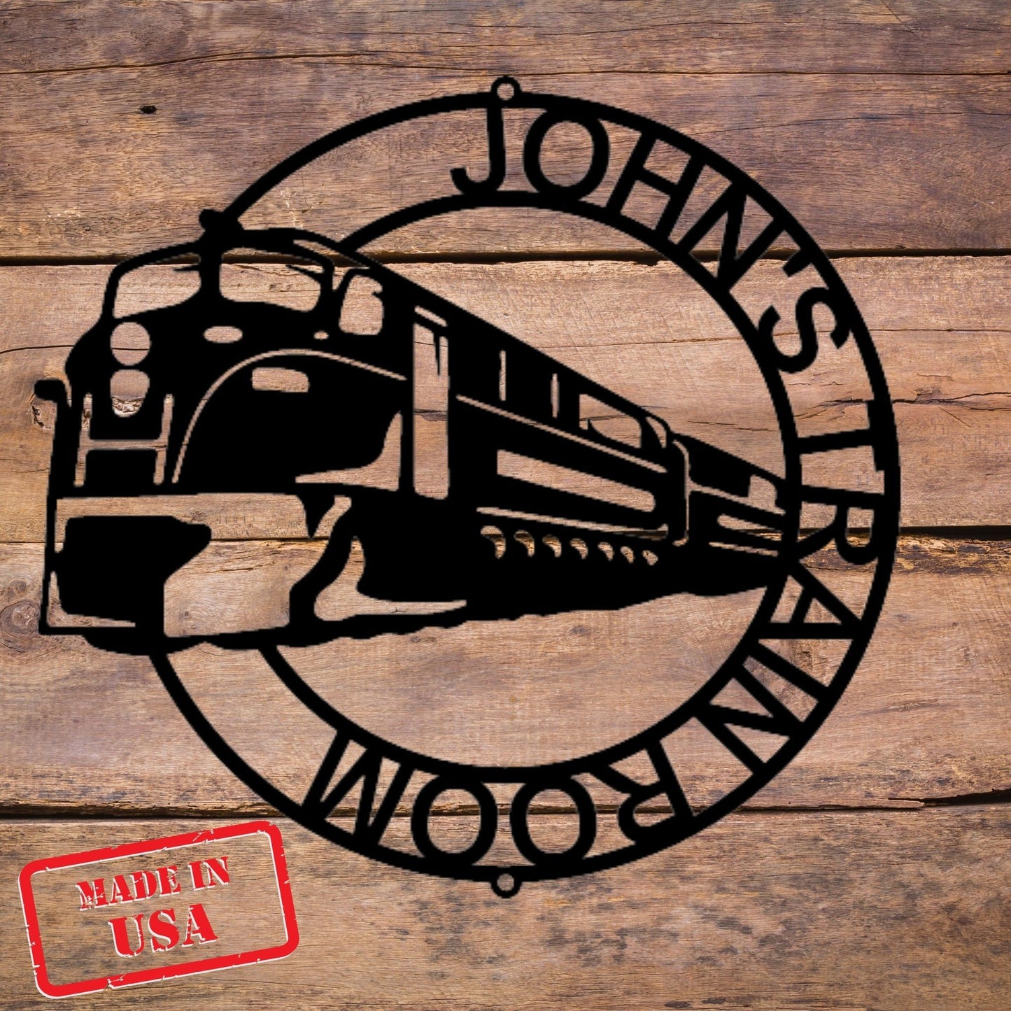 Modern Train Ring Monogram - Custom Metal Sign - Broken Knuckle Apparel