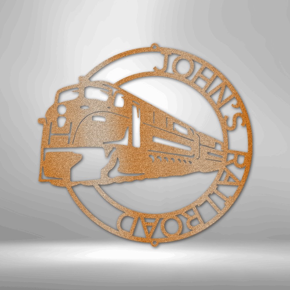 Modern Train Ring Monogram - Custom Metal Sign - Broken Knuckle Apparel