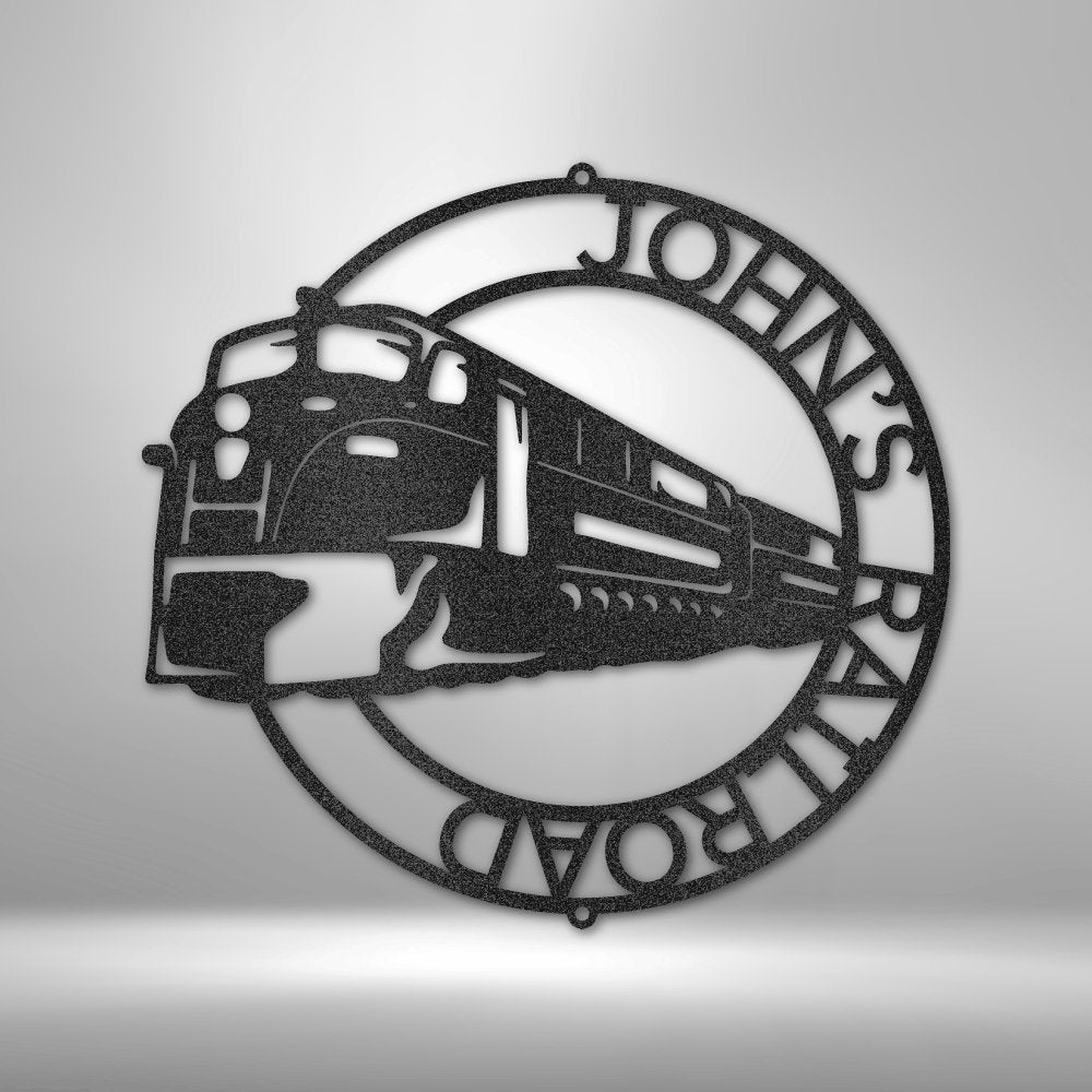 Modern Train Ring Monogram - Custom Metal Sign - Broken Knuckle Apparel