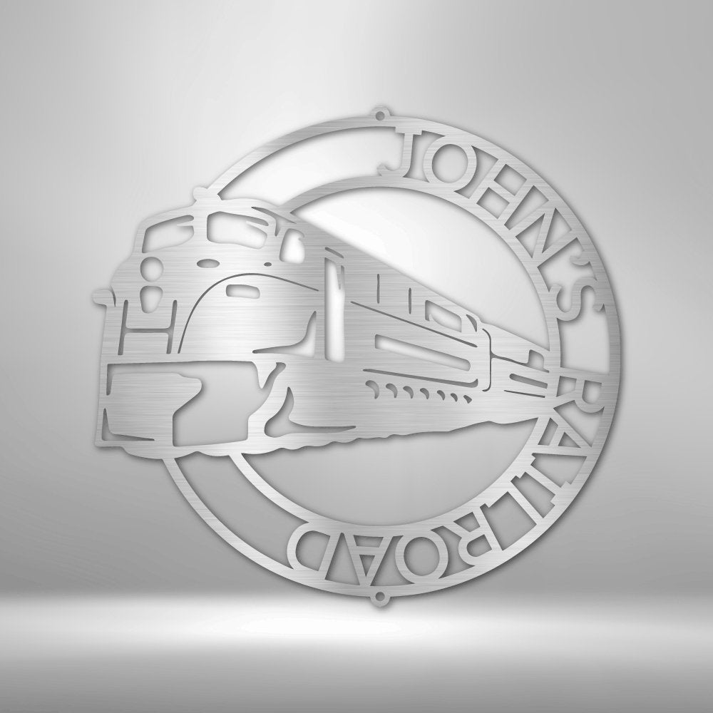 Modern Train Ring Monogram - Custom Metal Sign - Broken Knuckle Apparel