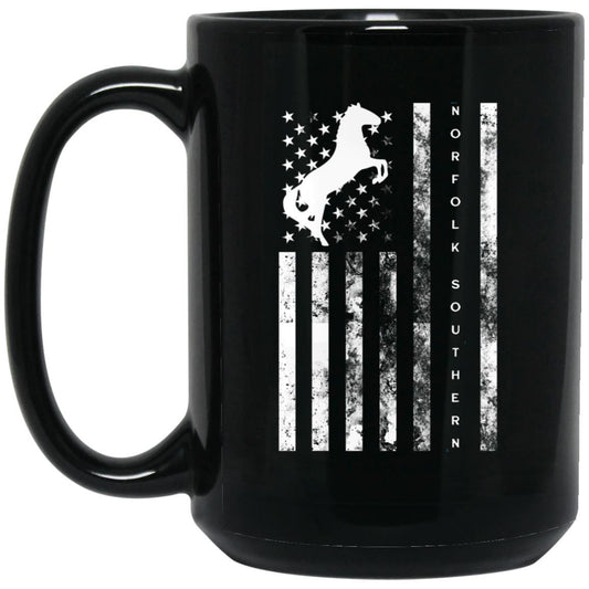 Norfolk Southern American Flag 15 oz. Black Mug - Broken Knuckle Apparel