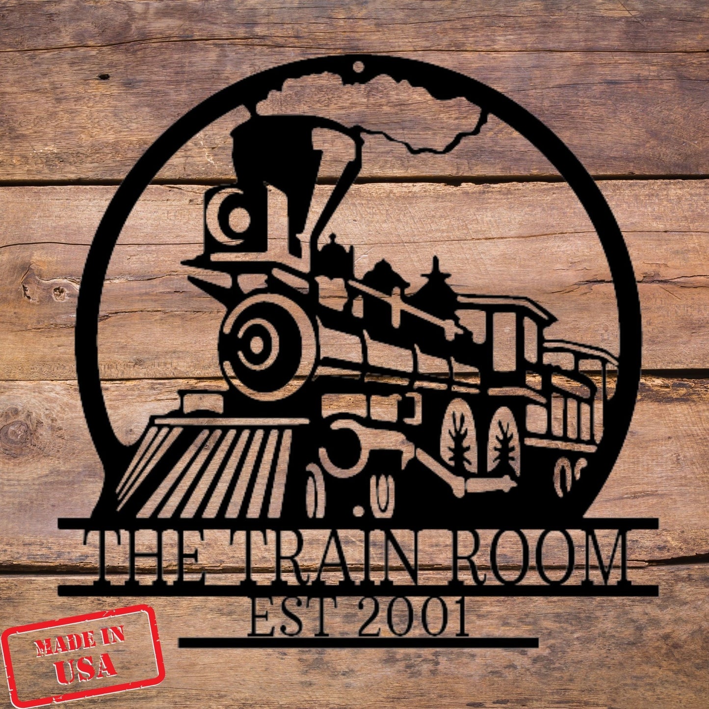 Old Fashion Train Monogram - Personalized Steel Sign - Broken Knuckle Apparel