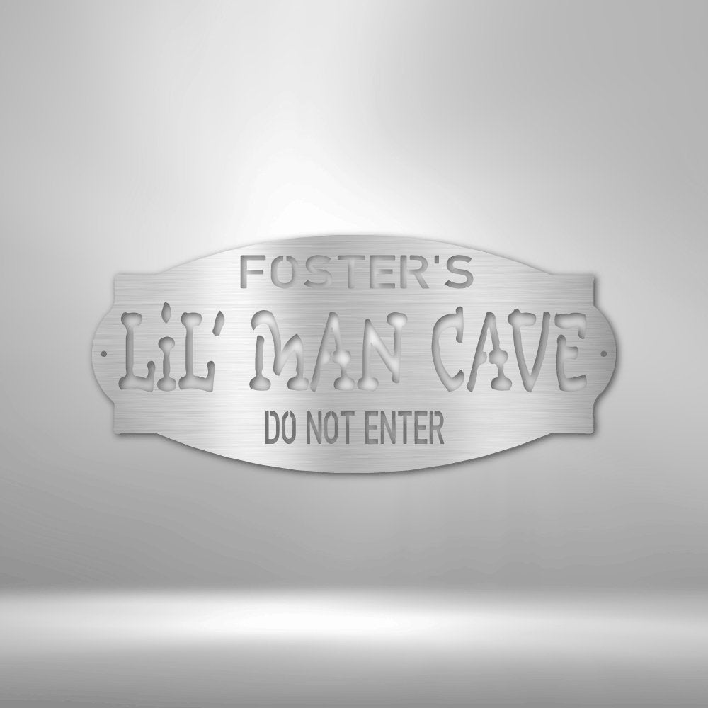 Personalized Lil Man Cave - Steel Sign - Broken Knuckle Apparel