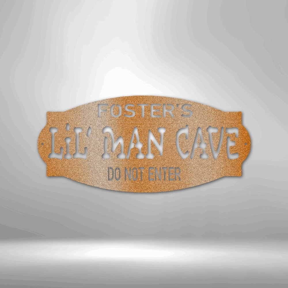 Personalized Lil Man Cave - Steel Sign - Broken Knuckle Apparel