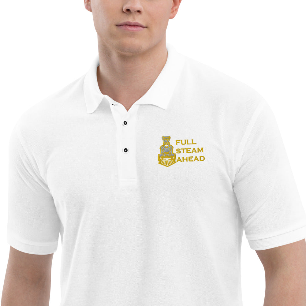 Full Steam Ahead Men's Premium Polo - Broken Knuckle Apparel