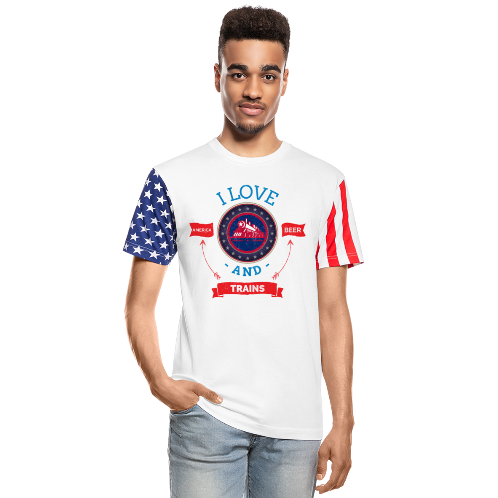 I Love America, Beer, and Trains American Flag T-Shirt - Broken Knuckle Apparel