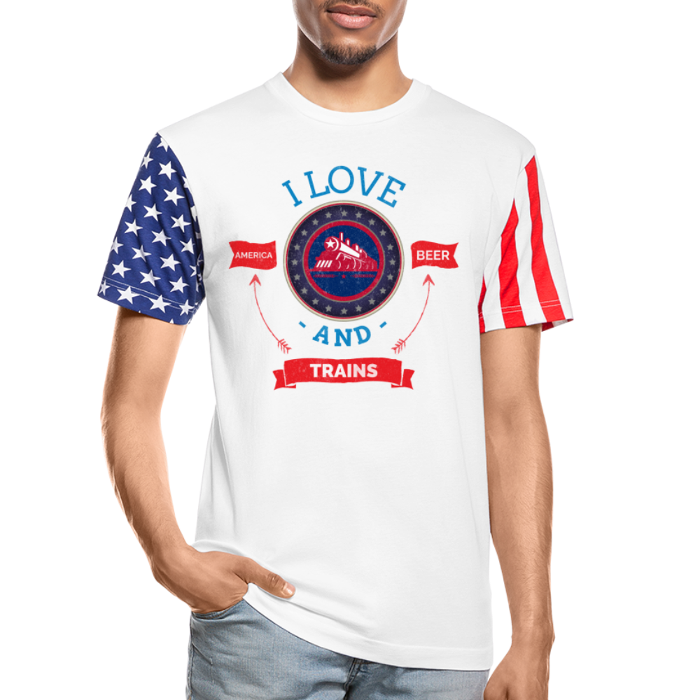 I Love America, Beer, and Trains American Flag T-Shirt - Broken Knuckle Apparel
