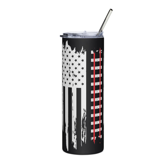 American Flag Train Tracks Stainless steel tumbler - Broken Knuckle Apparel